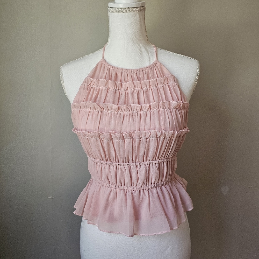 NWT Forever 21 Light Pink Ruffled Halter Tank